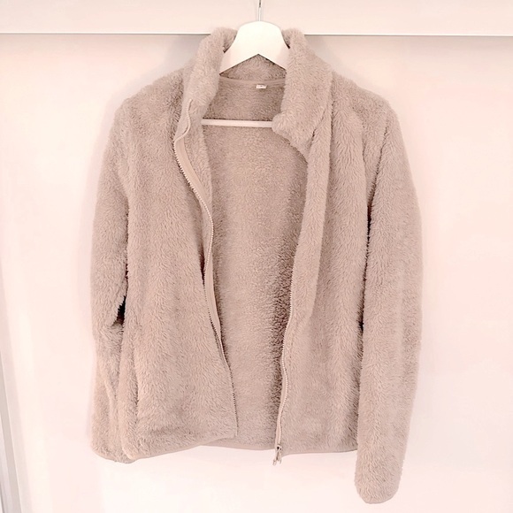 Uniqlo Beige Fluffy Yarn Fleece Full-Zip Jacket Size M - Picture 4 of 4